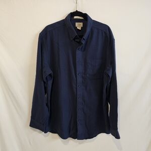 L.L. Bean Large Tall 100% Cotton Traditional Fit Button Front Shirt Blue Plaid